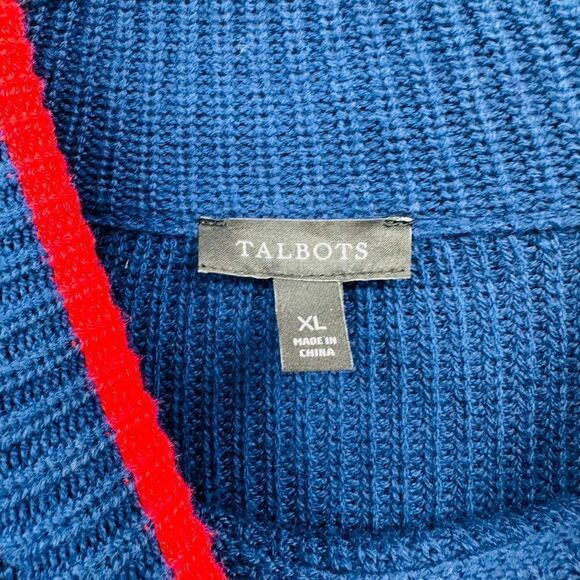 Talbots Womens Size XL Navy Blue & Red Knit Layered Long Sleeve Sweater Top - Picture 6 of 7